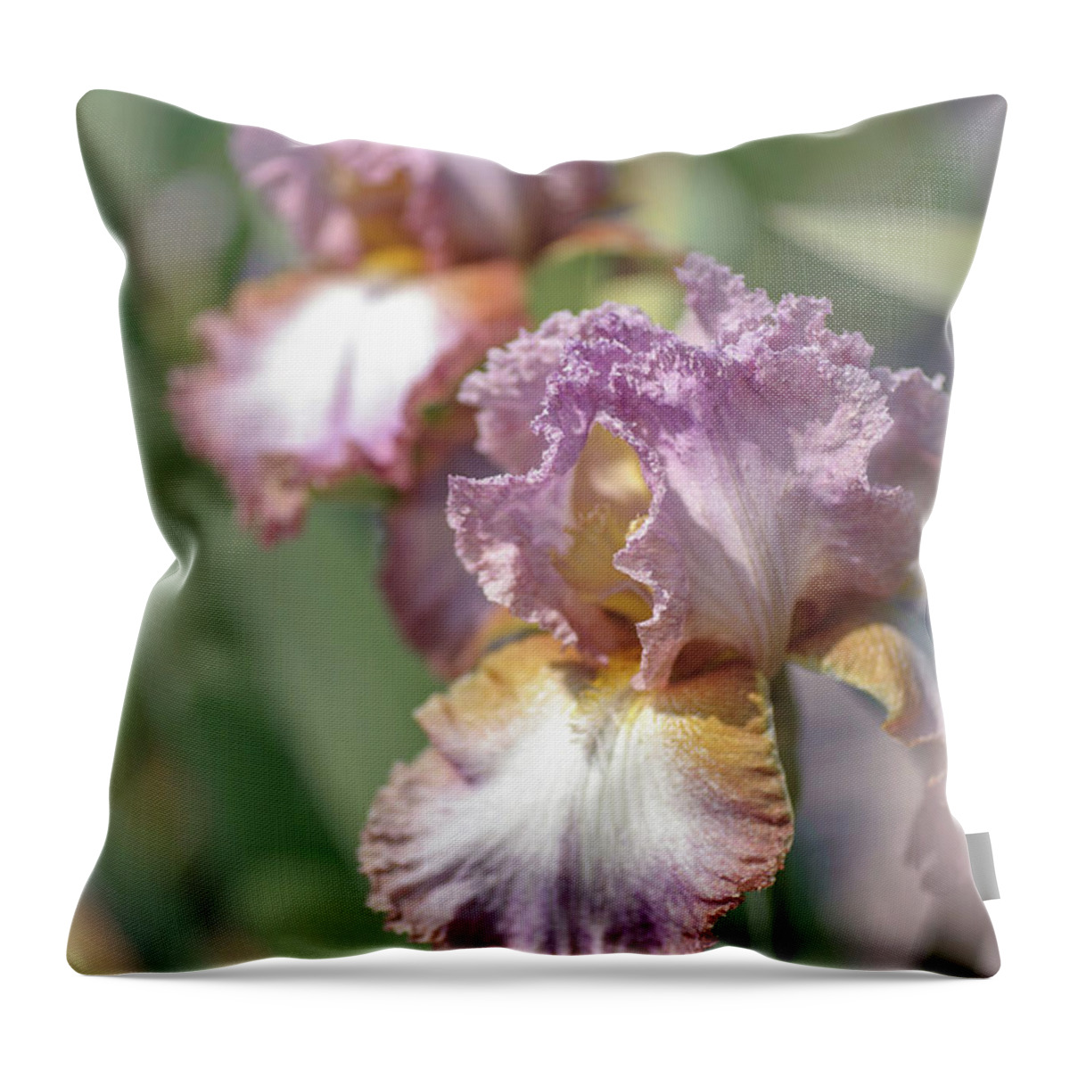 Jenny Rainbow Fine Art Photography Throw Pillow featuring the photograph Beauty Of Irises. Funny Bird 1 by Jenny Rainbow