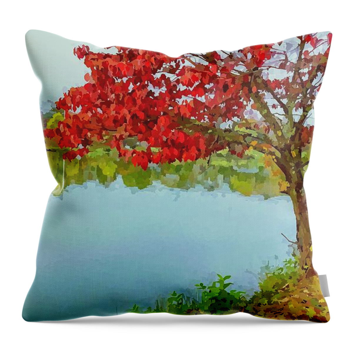 Water Throw Pillow featuring the photograph Beaver Lake Autumn Dreams by Allen Nice-Webb