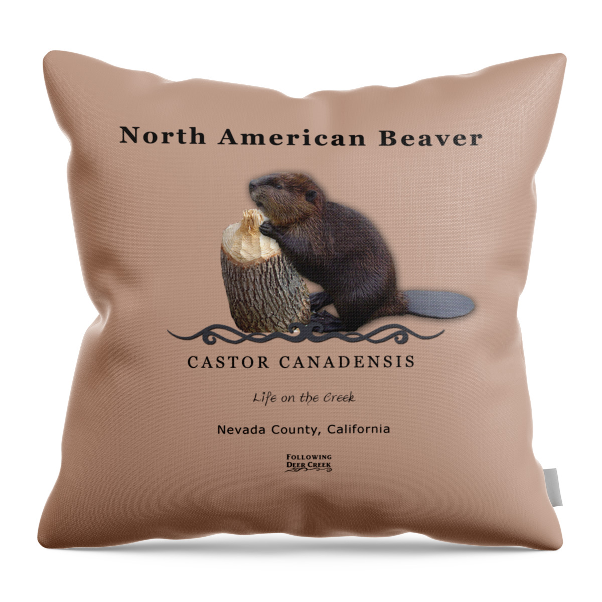 North American Beaver Throw Pillow featuring the digital art Beaver by Lisa Redfern