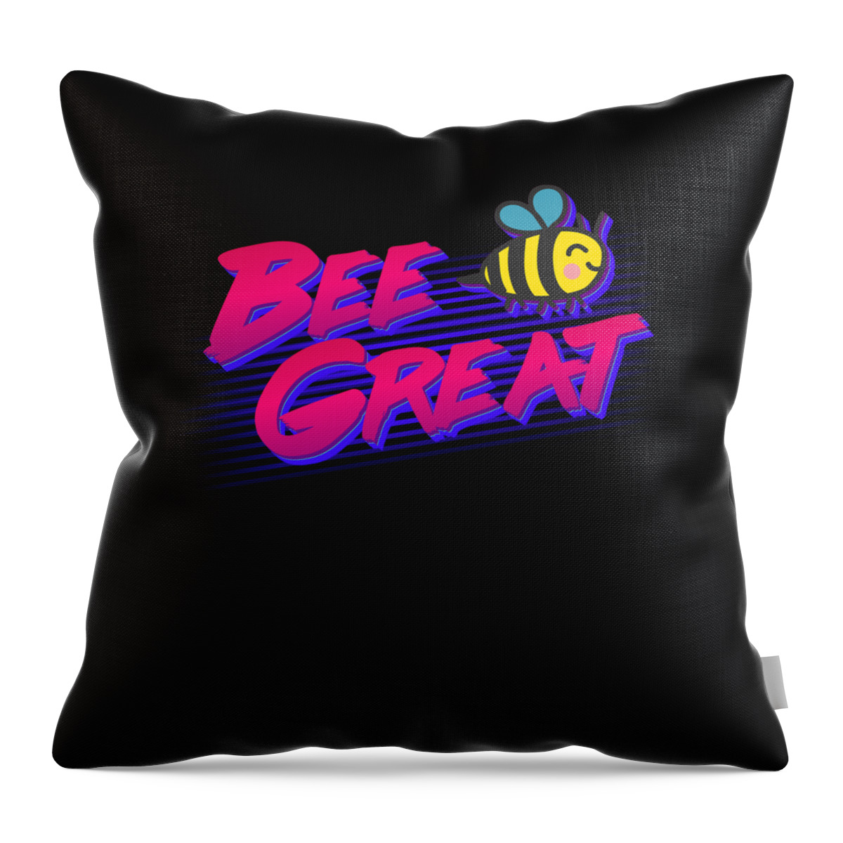 Funny Throw Pillow featuring the digital art Bee Great Retro by Flippin Sweet Gear