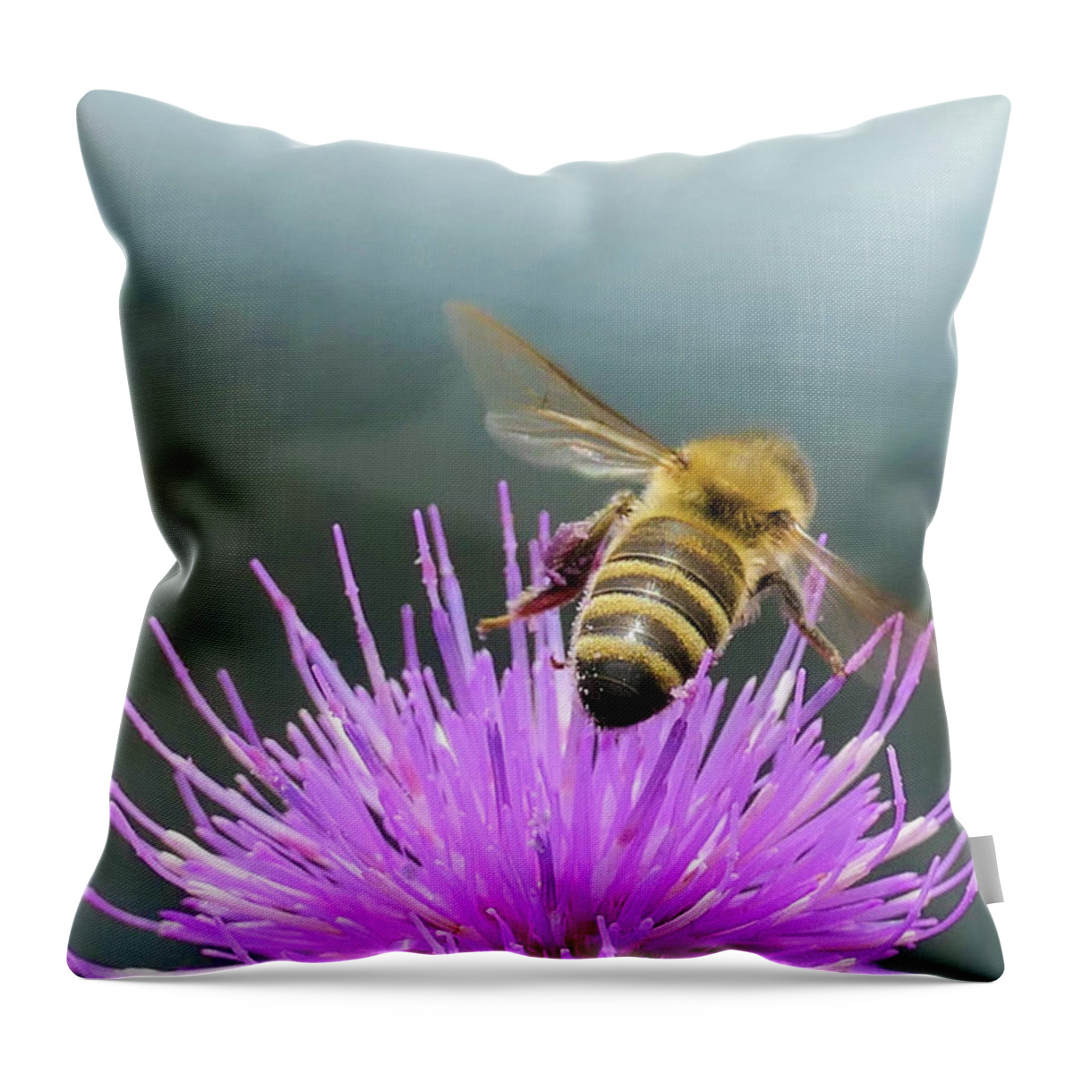 Flower Throw Pillow featuring the digital art Bee by Pal Szeplaky