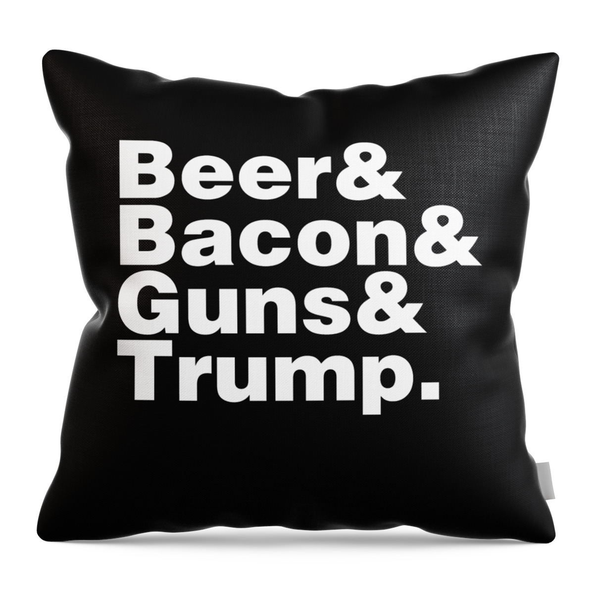 Funny Throw Pillow featuring the digital art Beer Bacon Guns And Trump by Flippin Sweet Gear