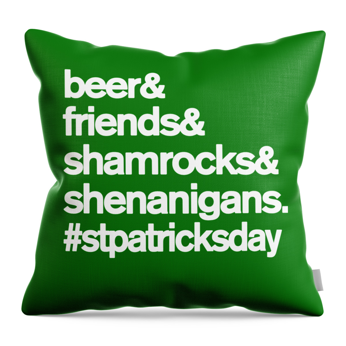 Irish Throw Pillow featuring the digital art Beer Friends Shamrocks and Shenanigans St Patricks Day by Flippin Sweet Gear