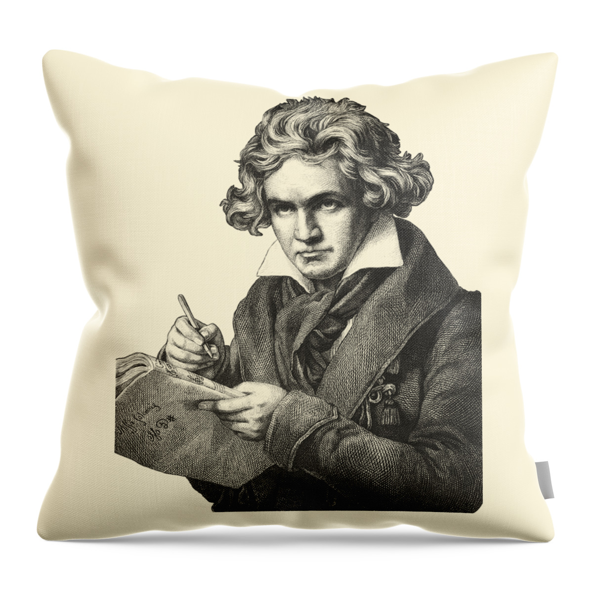 Beethoven Throw Pillow featuring the digital art Beethoven composer by Madame Memento