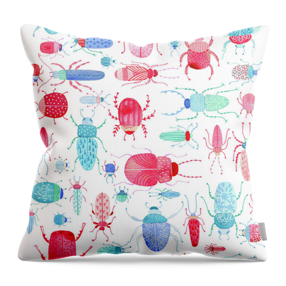  Beetle Throw Pillow featuring the painting Beetles by Nic Squirrell