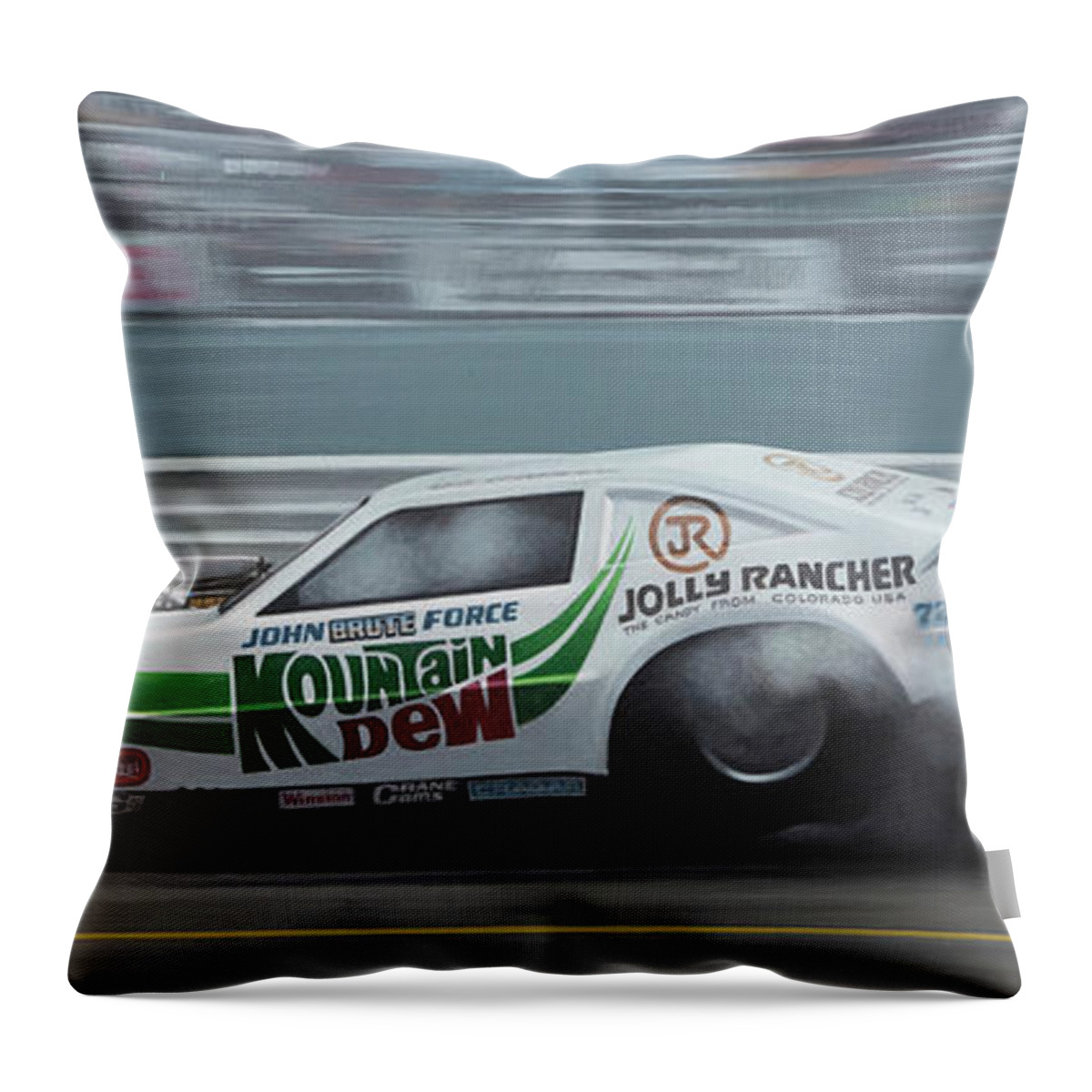 John Force Nhra Unny Cars Kenny Youngblood Throw Pillow featuring the painting Before The Fame by Kenny Youngblood