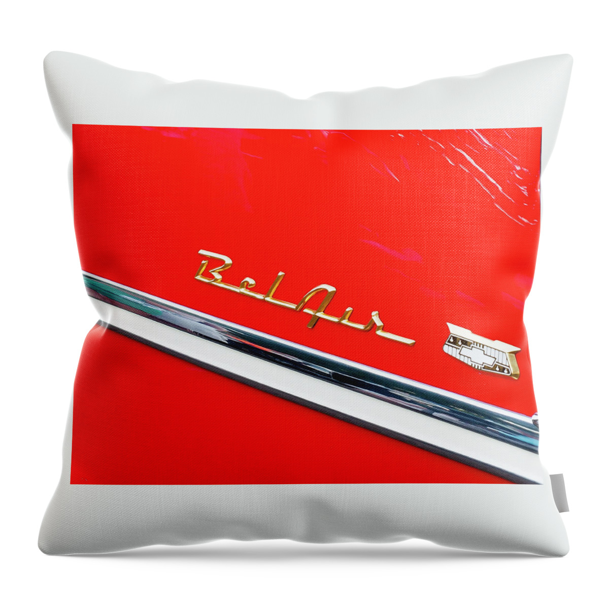 Bel Air Throw Pillow featuring the photograph Bel Air Chevrolet Emblem by James C Richardson