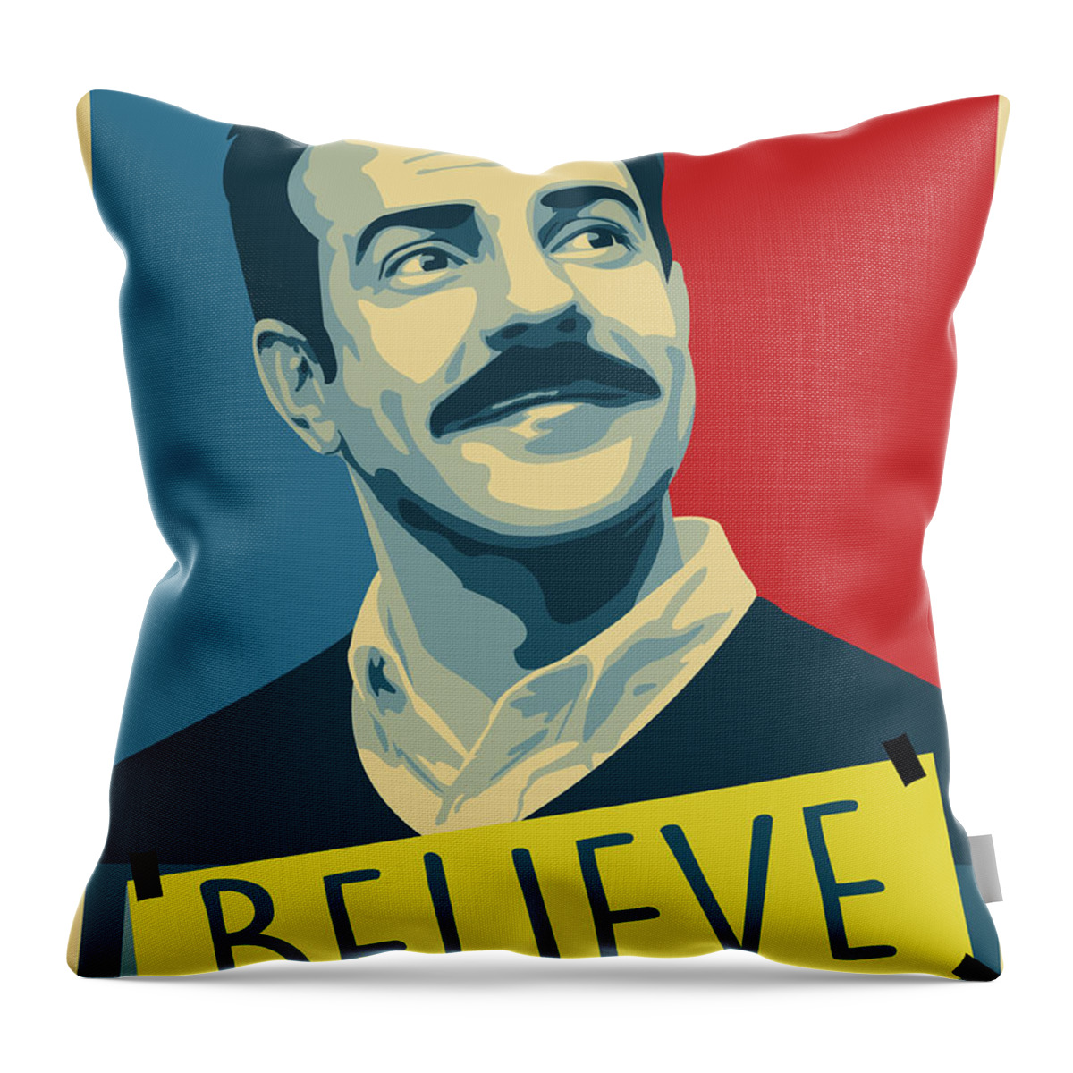 Ted Lasso Throw Pillow featuring the digital art Believe, Ted Does by Scott Weigner