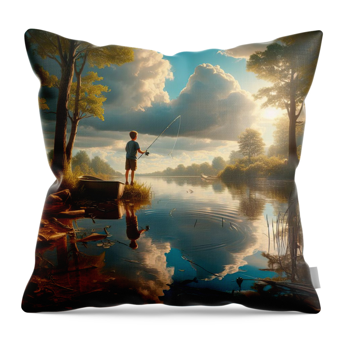 Man Throw Pillow featuring the photograph Beneath the Puff of Sky by Bill and Linda Tiepelman