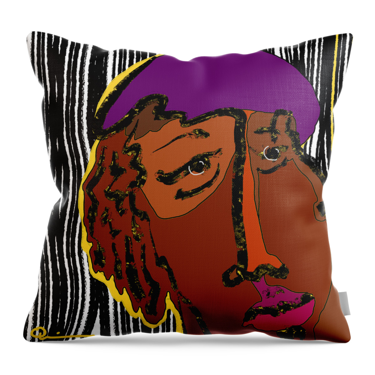 Quiros Throw Pillow featuring the digital art Beret 3 by Jeffrey Quiros