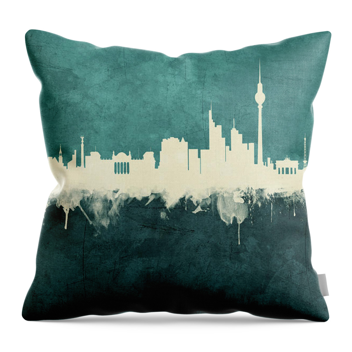 Berlin Throw Pillow featuring the digital art Berlin Germany Skyline #51 by Michael Tompsett