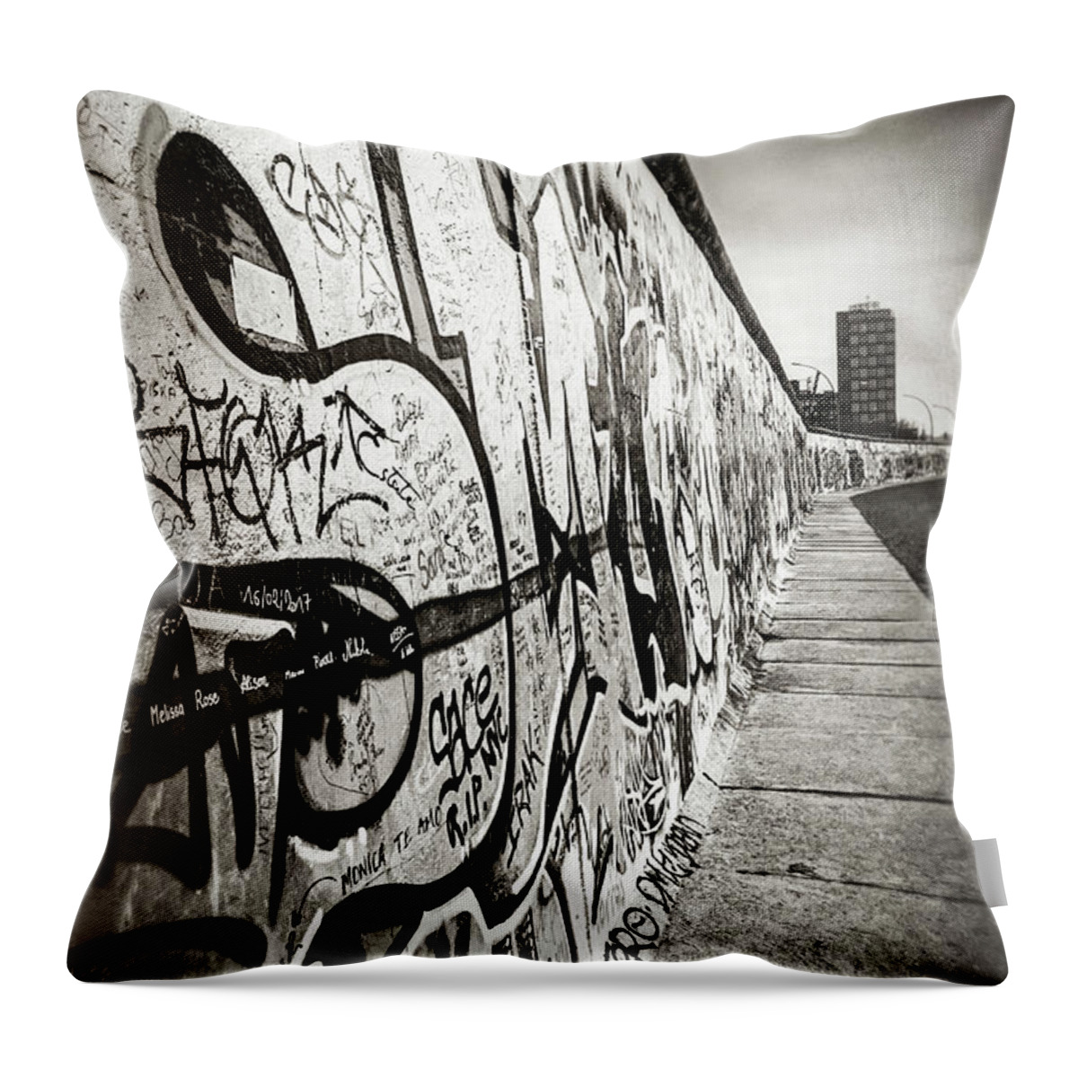 Berlin Throw Pillow featuring the photograph Berlin Wall Germany Vintage by Carol Japp