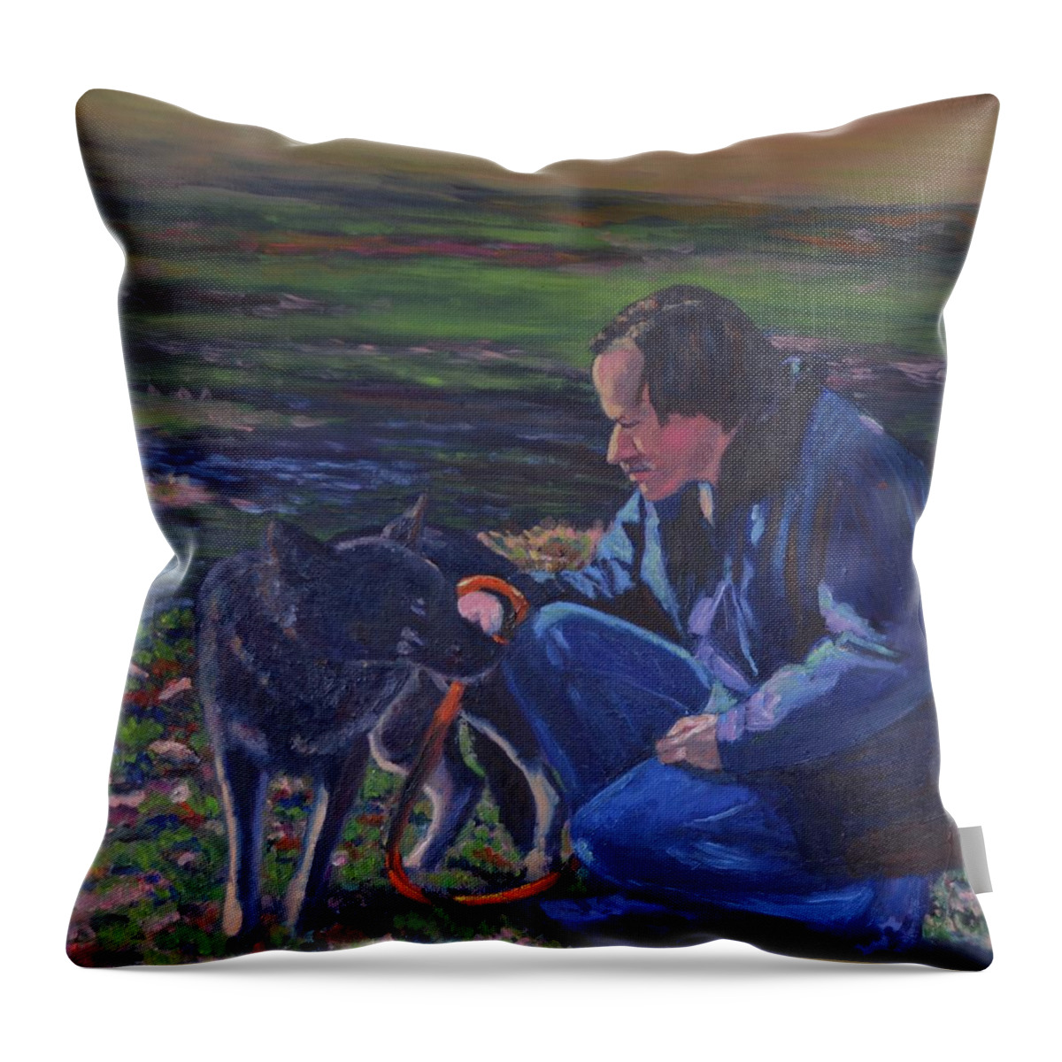 Dog Throw Pillow featuring the painting Best Friend by Beth Riso