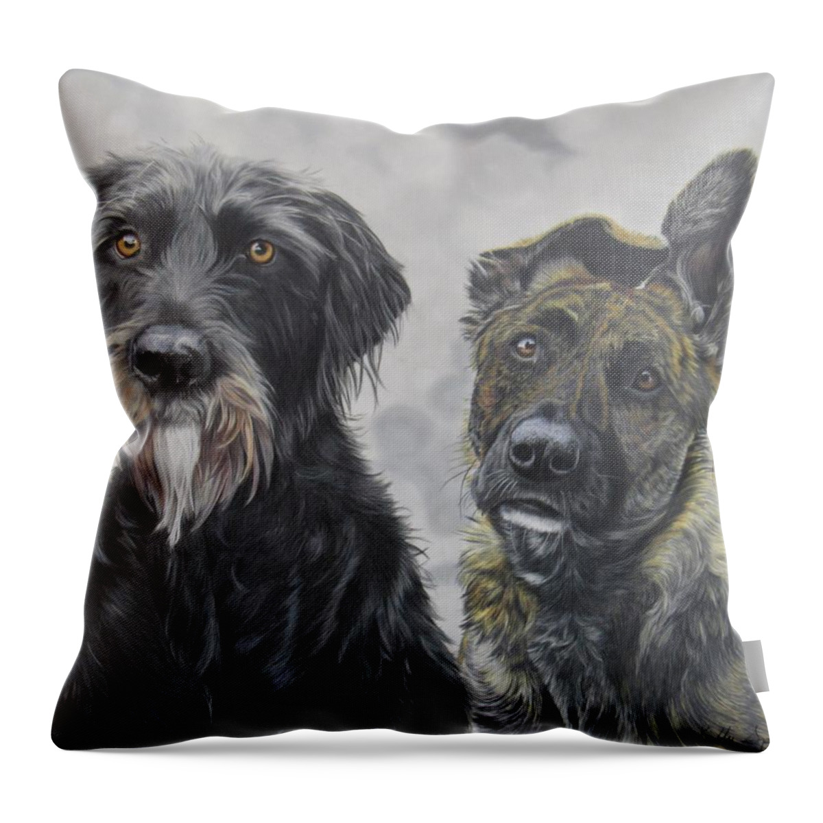 Dog Throw Pillow featuring the drawing Best Friends by Kelly Speros