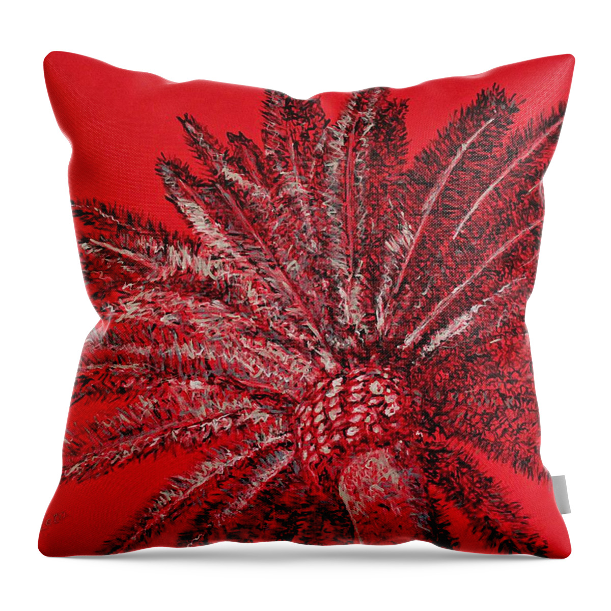 Palm Throw Pillow featuring the painting Between Fronds original painting by Sol Luckman