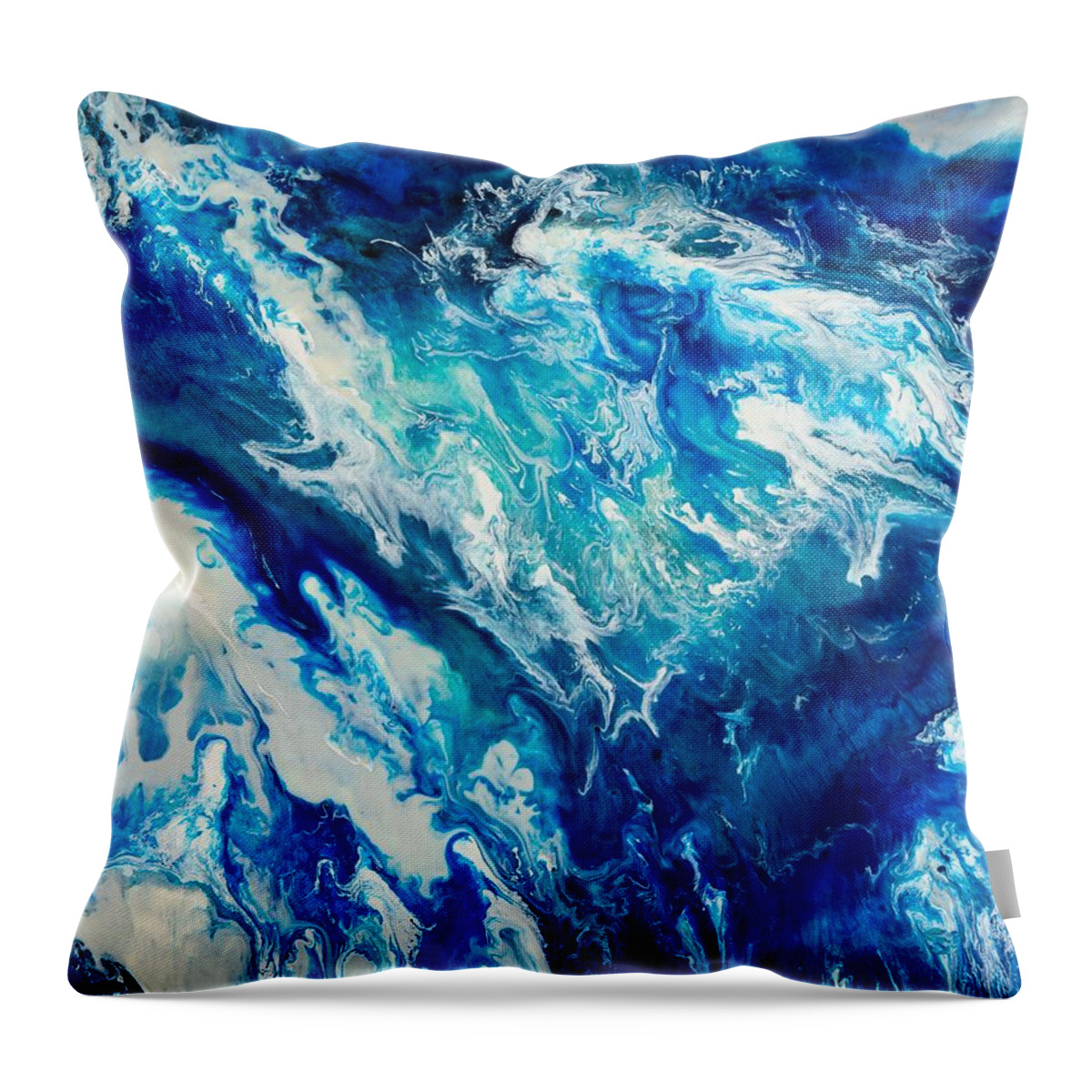 Abstract Throw Pillow featuring the digital art Between Heaven And Earth - Abstract Contemporary Acrylic Painting by Sambel Pedes