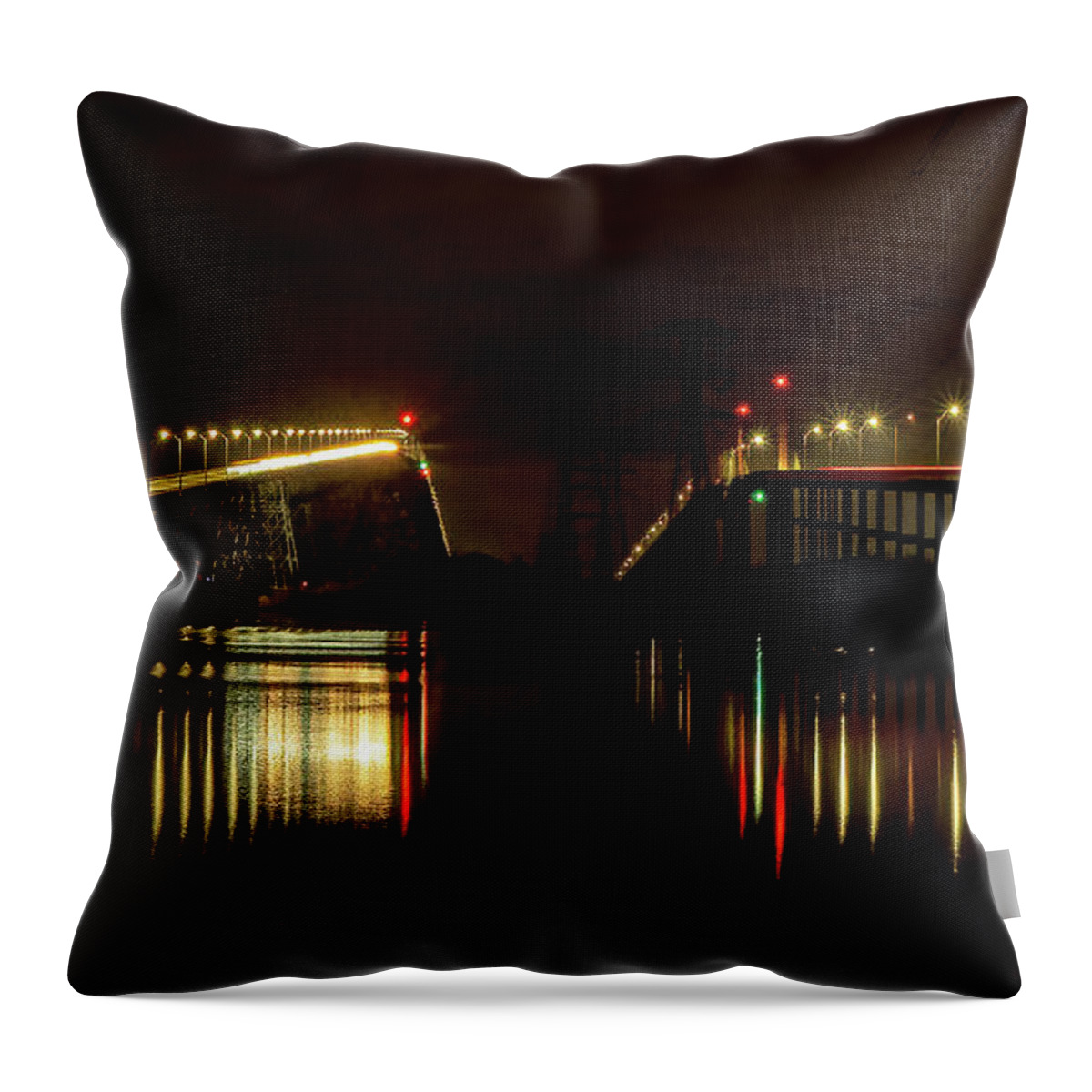 Bridge Throw Pillow featuring the photograph Between the Bridges by Jerry Connally