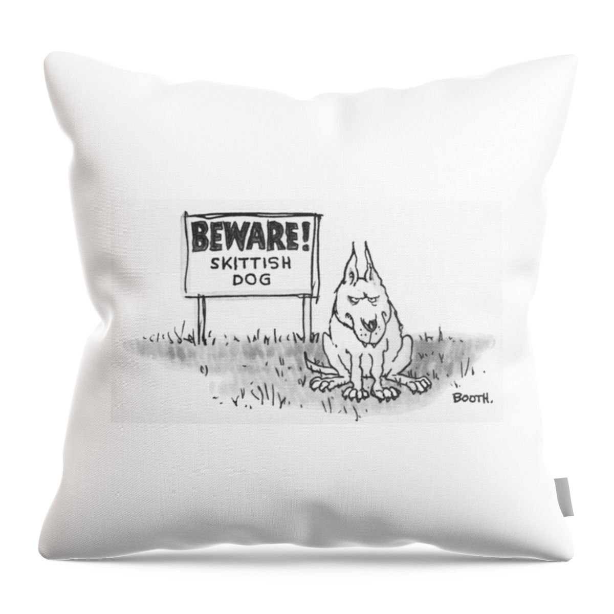 Beware Skittish Dog Throw Pillow