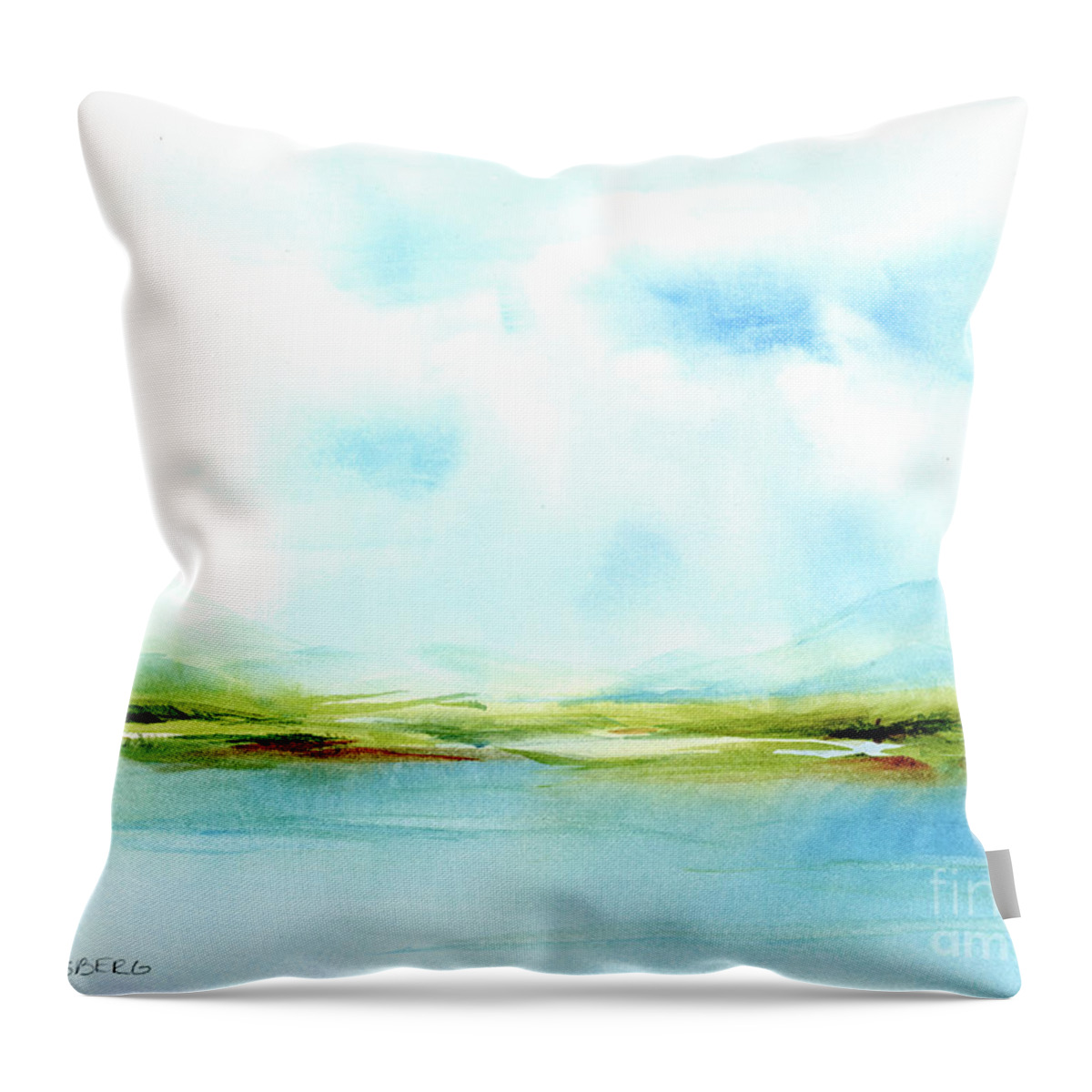 Atmospheric Perspective Throw Pillow featuring the painting Beyond the Mist by Lois Blasberg