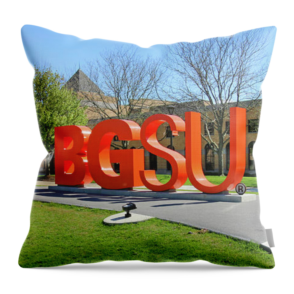 Bowling Green State University Throw Pillow featuring the photograph BGSU Sign Bowling Green State University 6036 by Jack Schultz