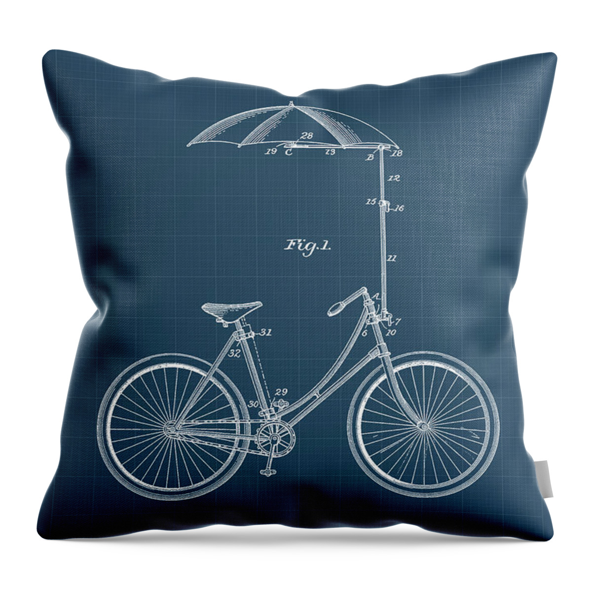 Bicycle Throw Pillow featuring the digital art Bicycle parasol blueprints by Dennson Creative