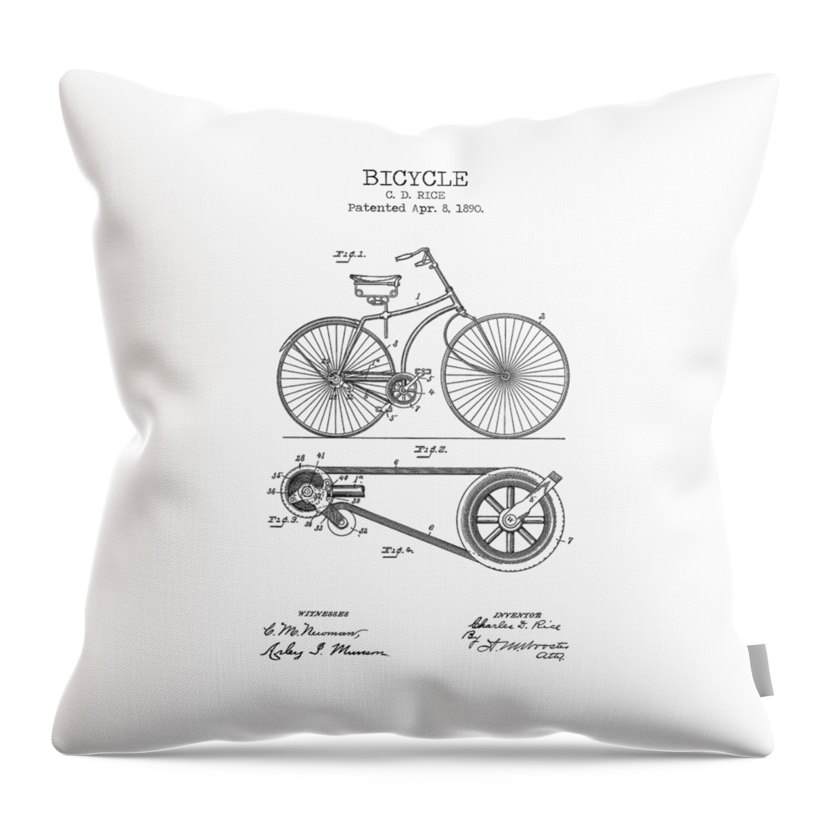 Bicycle Throw Pillow featuring the digital art BICYCLE patent by Dennson Creative