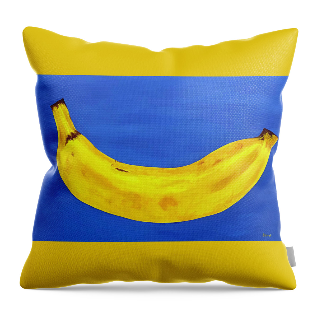 Banana Throw Pillow featuring the painting Big Banana by Thomas Blood