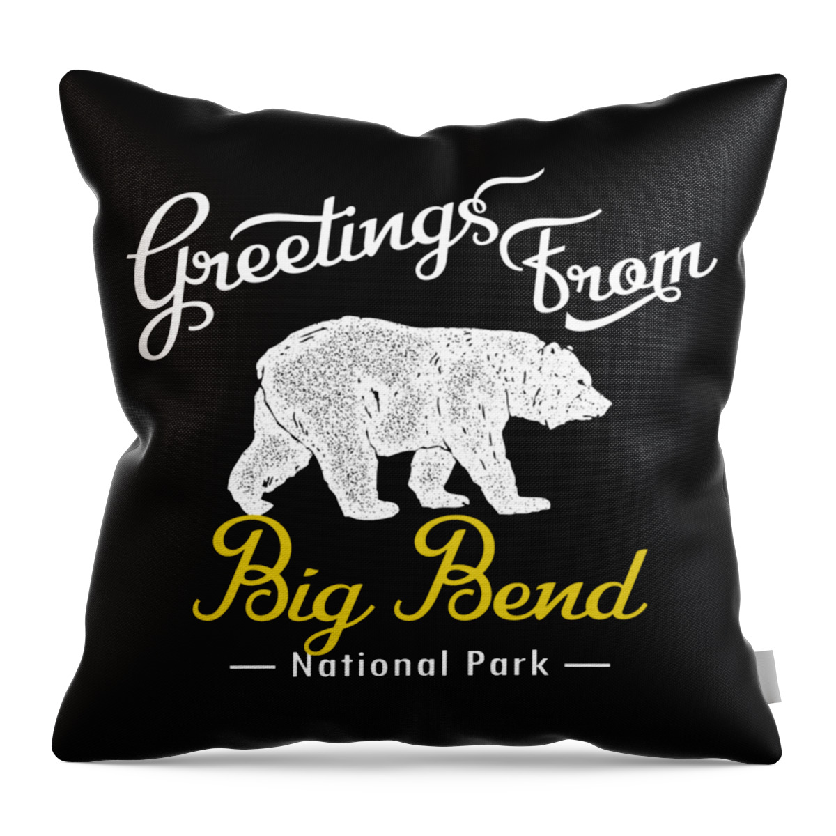 Big Bend Throw Pillow featuring the digital art Big Bend National Park Chalk Bear by Flo Karp