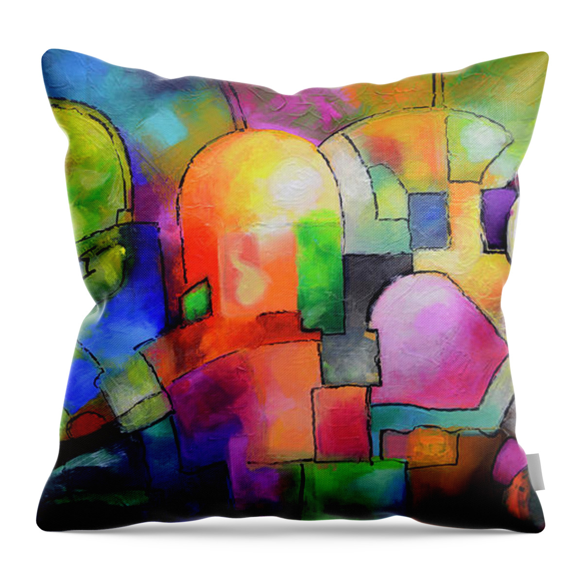 Big City Throw Pillow featuring the painting Big City by Sally Trace