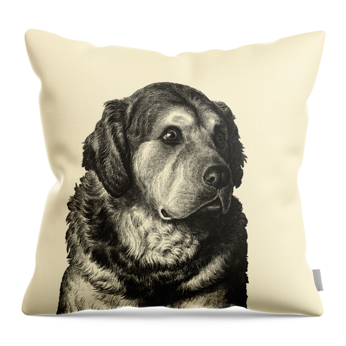 Pyrenean Mountain Dog Throw Pillow featuring the digital art Big Cute Dog Portrait by Madame Memento