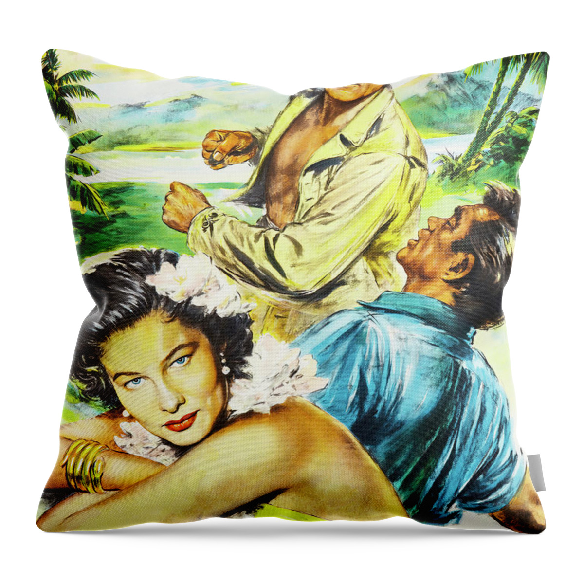 Big Throw Pillow featuring the painting ''Big Jim McLain'', 1952, movie poster base painting by Movie World Posters