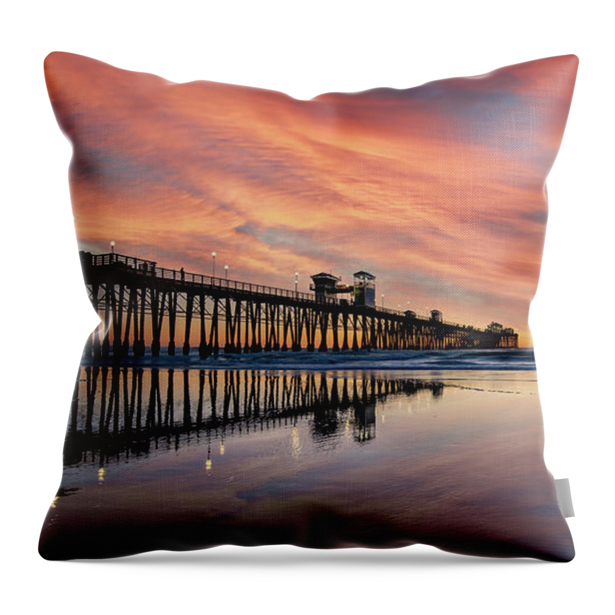 Beach Throw Pillow featuring the photograph Big Reflections at Low Tide by David Levin