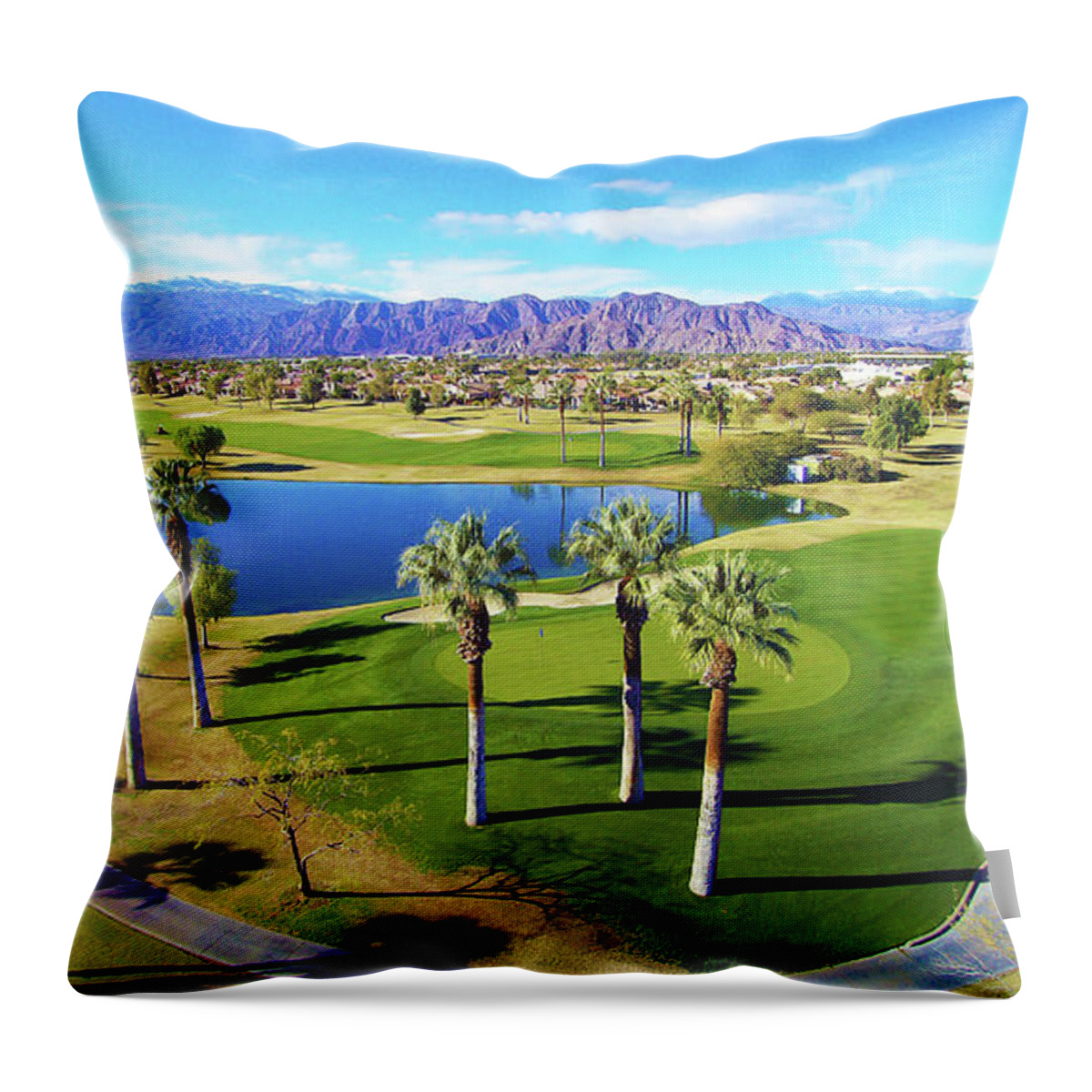 Golf Throw Pillow featuring the photograph Big Rock Golf Course 17th Green by Chris Casas