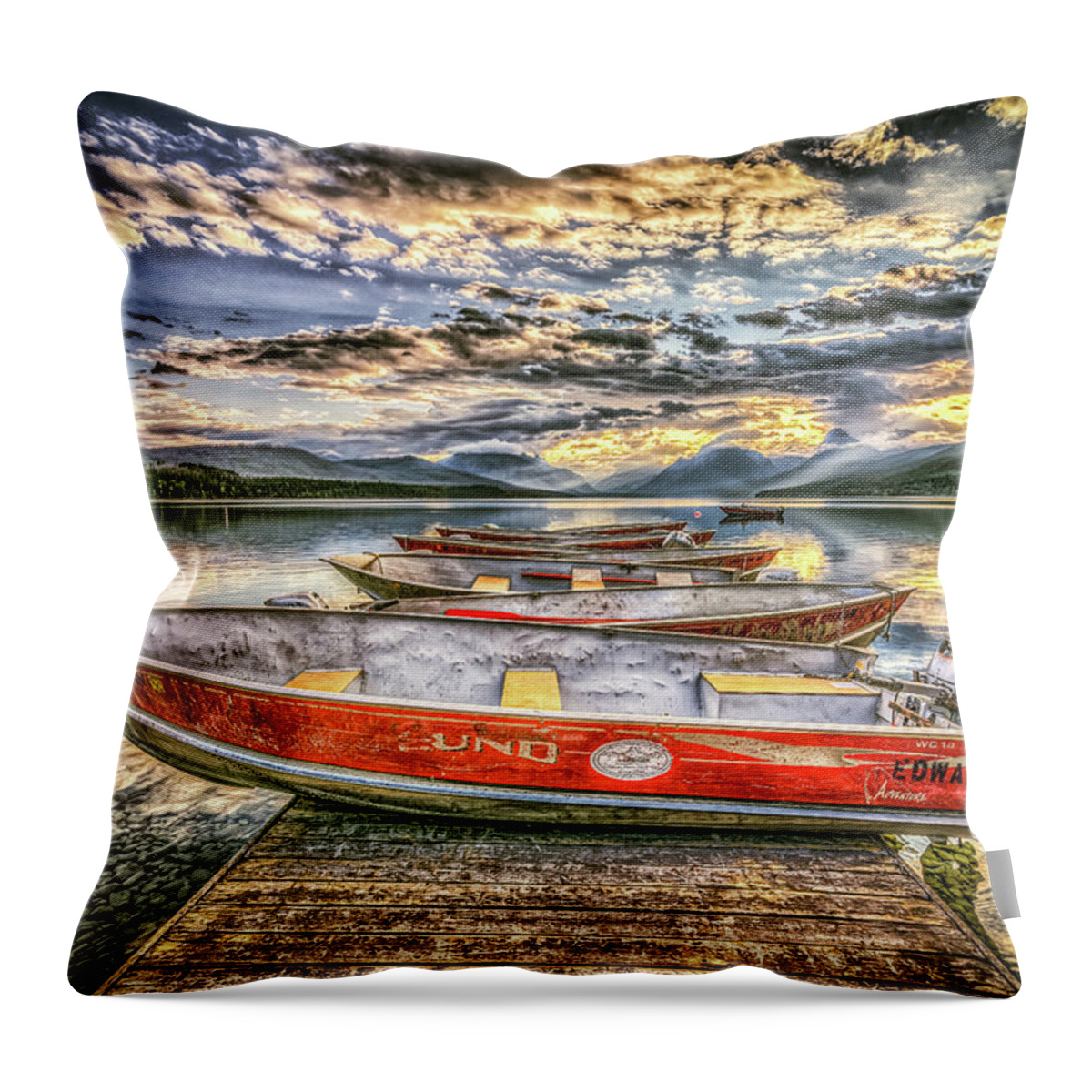 Boats Throw Pillow featuring the photograph Big Sky Boats by Spencer McDonald