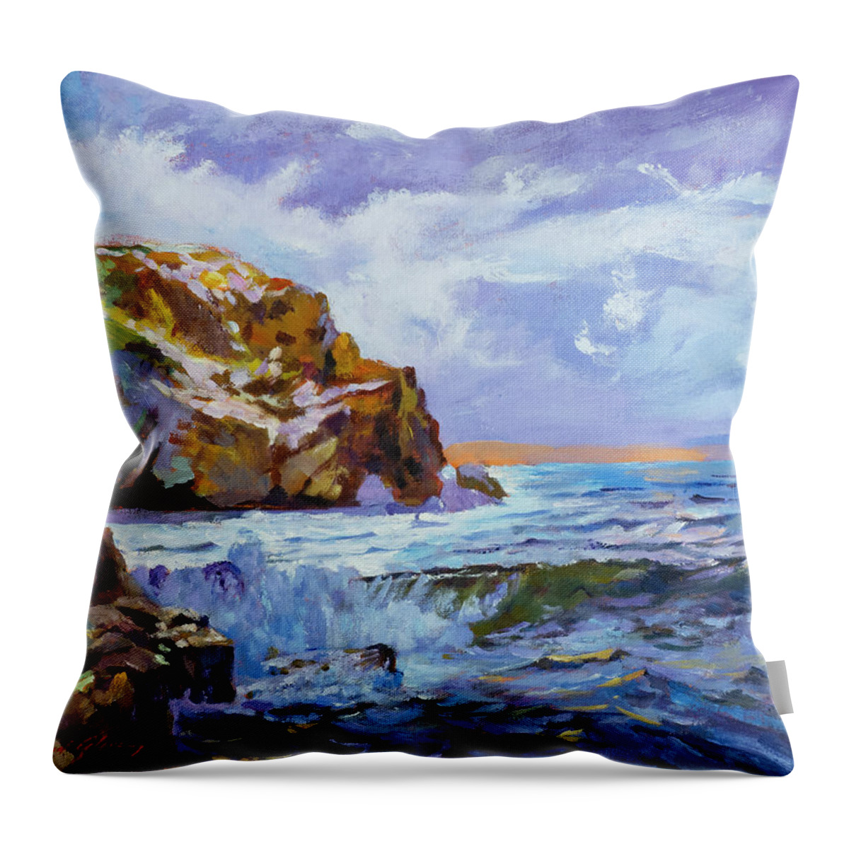 Seascape Throw Pillow featuring the painting Big Sur Coast by David Lloyd Glover