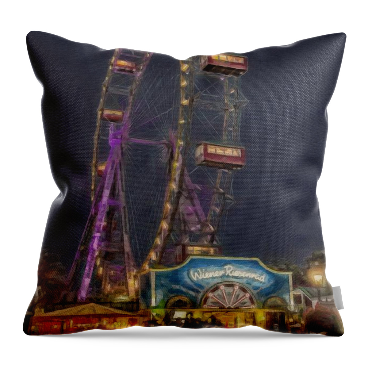 Vienna Throw Pillow featuring the painting Big Wheel by Jeffrey Kolker