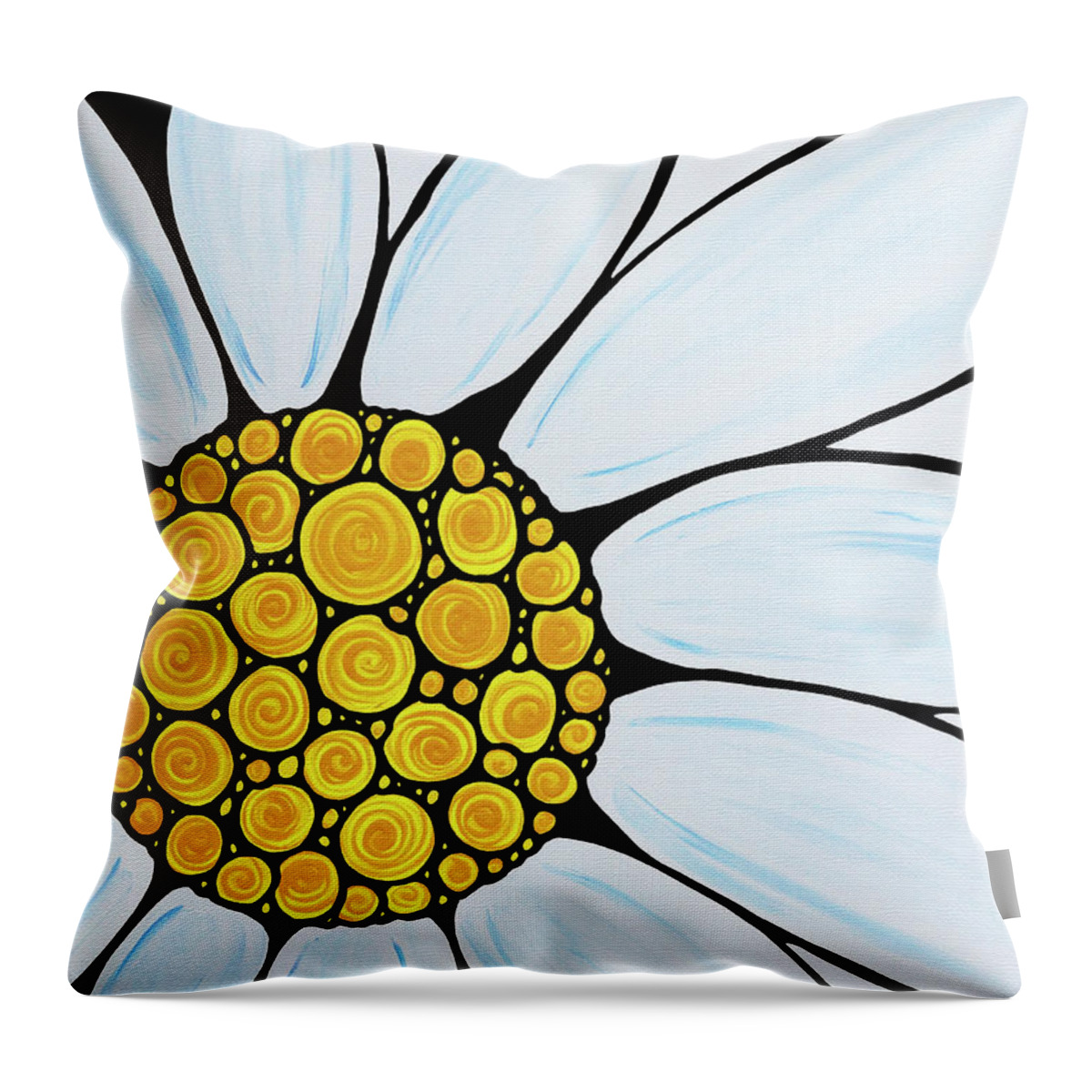 White Daisy Throw Pillow featuring the painting Big White Daisy by Sharon Cummings