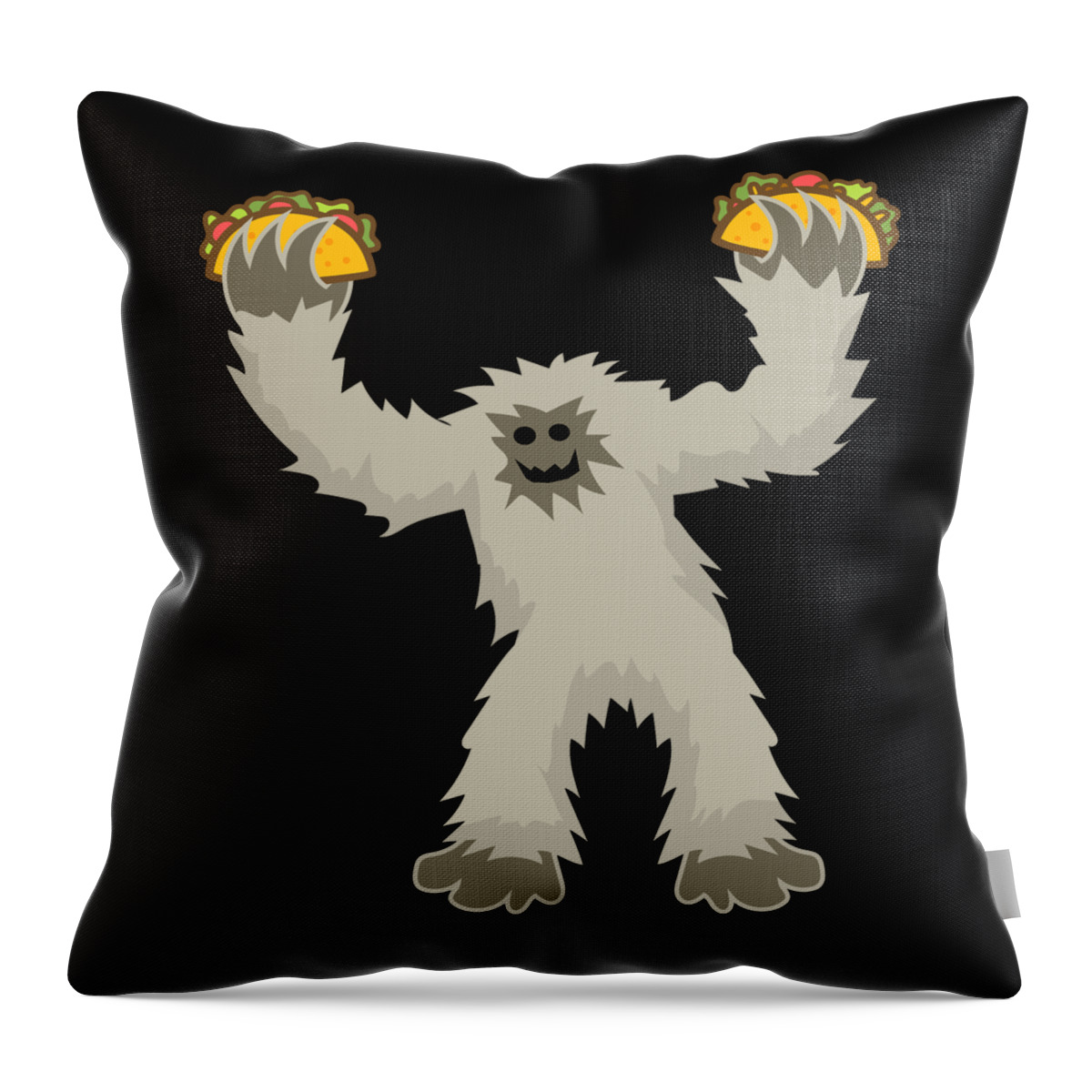 Funny Throw Pillow featuring the digital art Bigfoot Loves Tacos by Flippin Sweet Gear