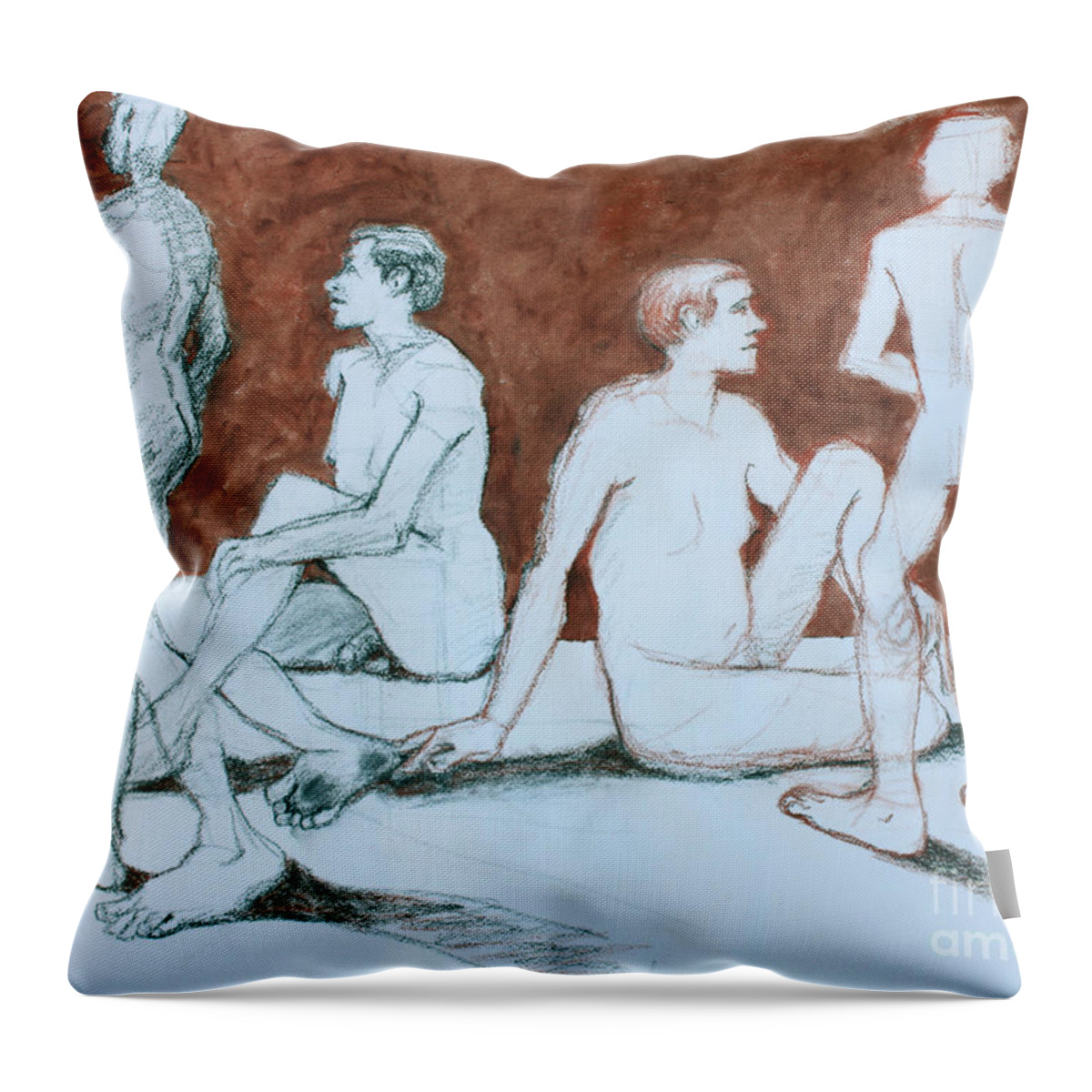 Charcoal Drawing Throw Pillow featuring the mixed media Bigfoot by PJ Kirk