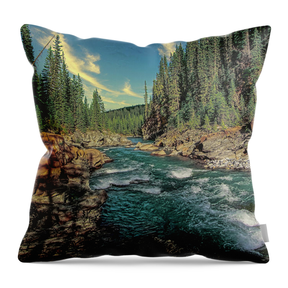 Stream Throw Pillow featuring the photograph Bighorn River -02 by Phil And Karen Rispin