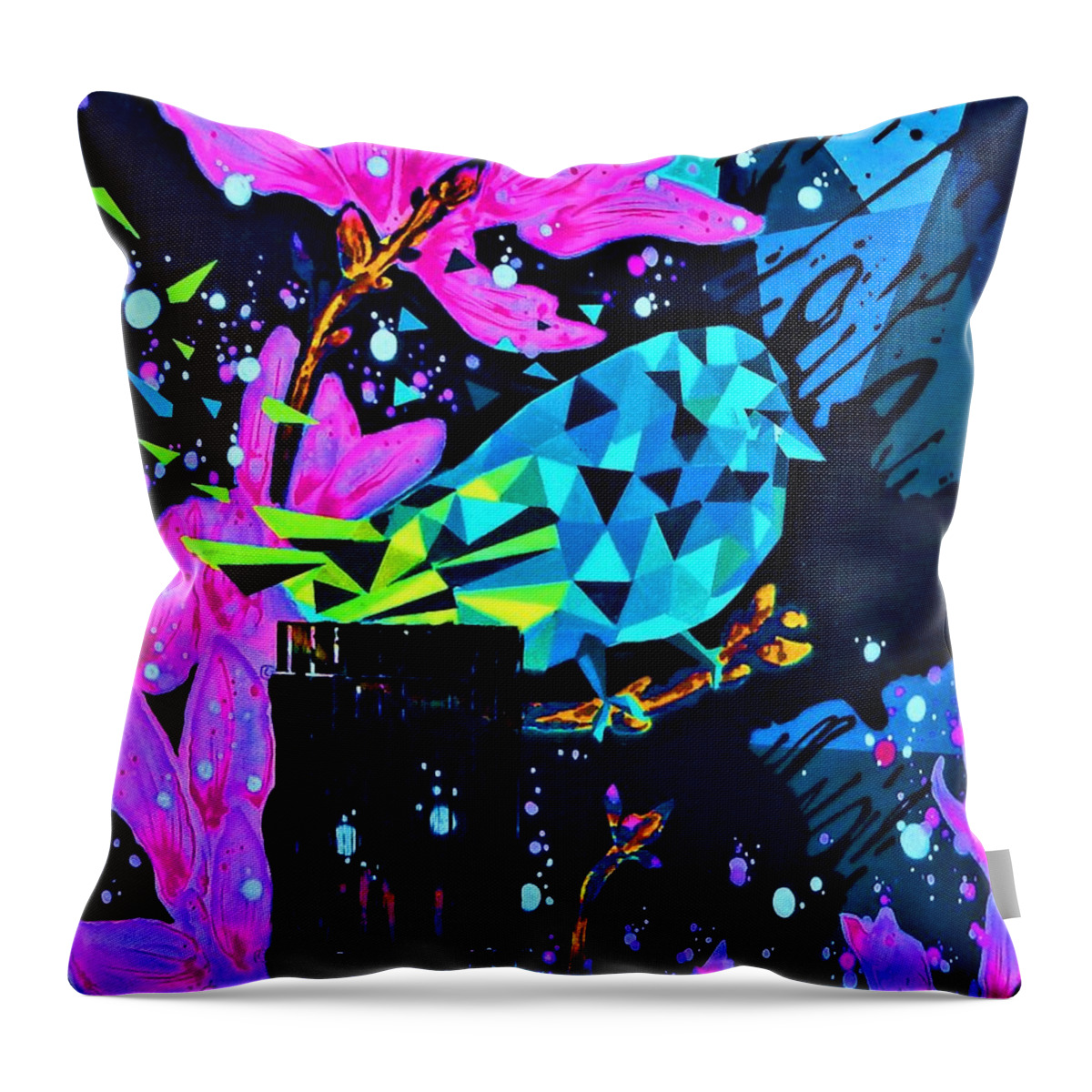 Bird Throw Pillow featuring the photograph Bird Mural by Andrew Lawrence