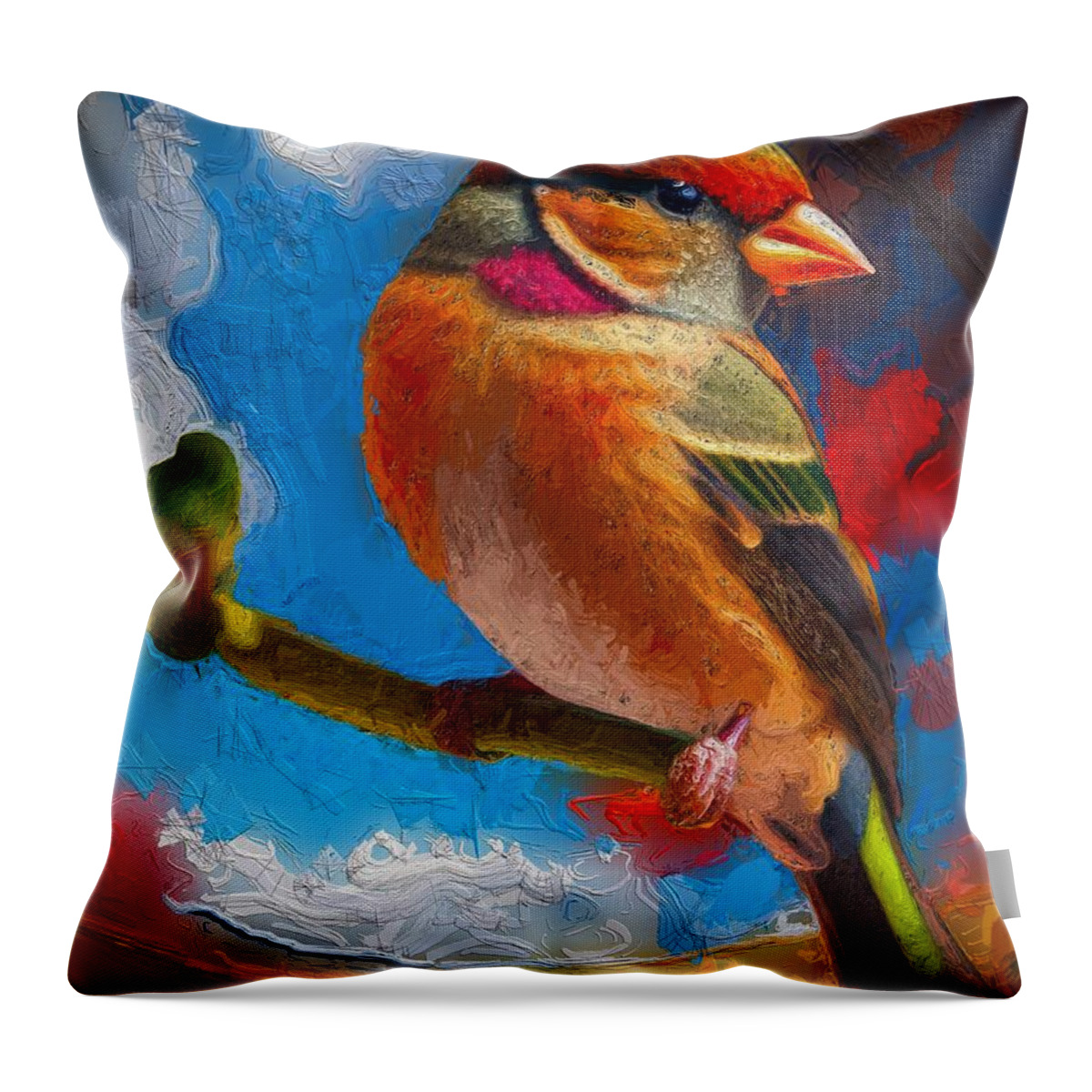 Nature Throw Pillow featuring the mixed media Bird of Paradise 2 by Anas Afash