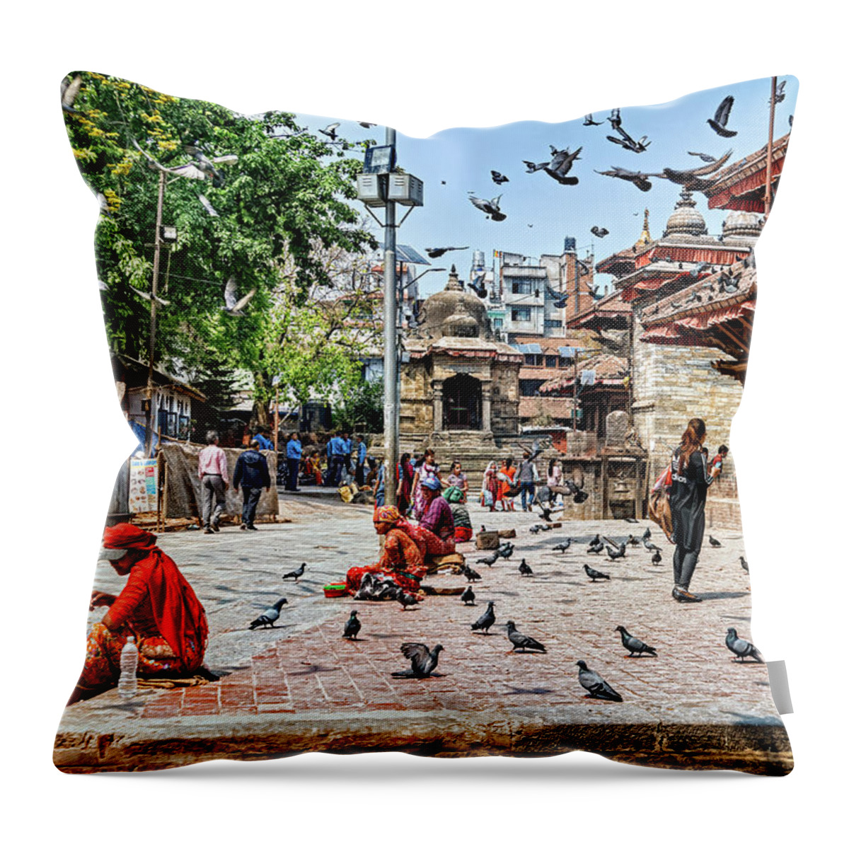 Street Throw Pillow featuring the photograph Birds of a Feather by Tom Watkins PVminer pixs