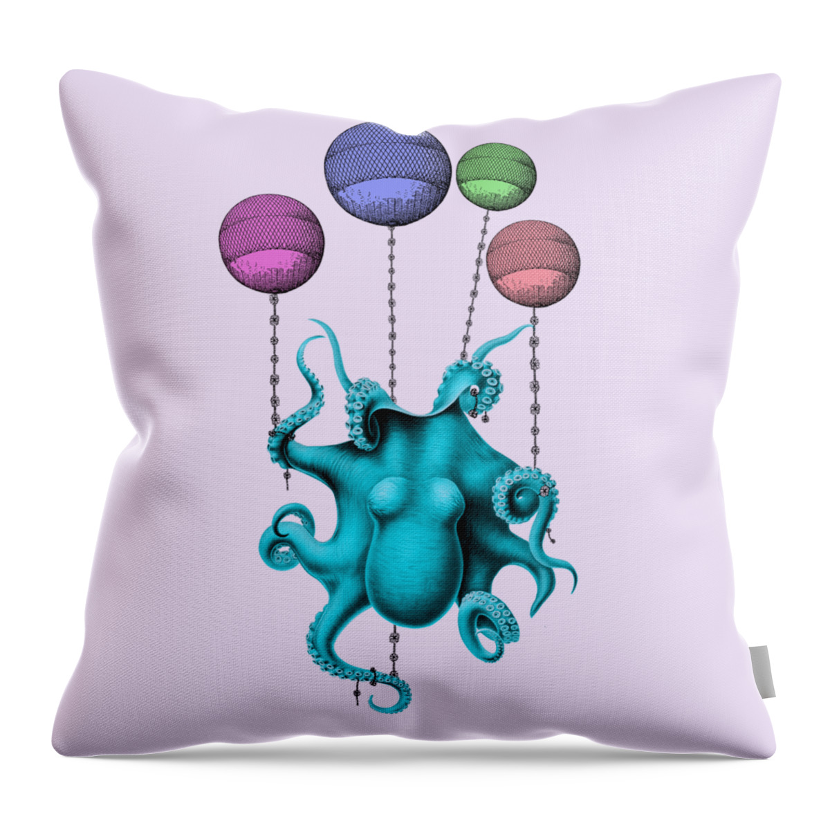 Octopus Throw Pillow featuring the digital art Birthday Boy by Madame Memento