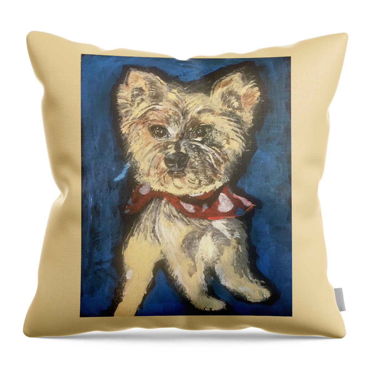 Yorkie Throw Pillow featuring the painting Yorkshire Terrier Teddybear by Melody Fowler