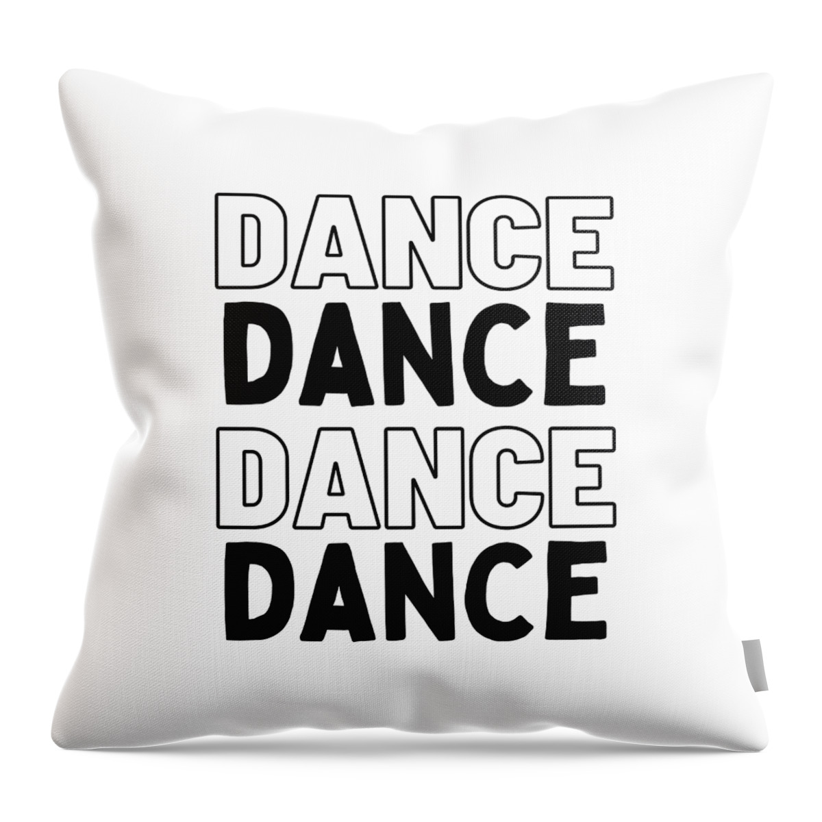 Dance Throw Pillow featuring the digital art Black and White Dance Typography by Christie Olstad