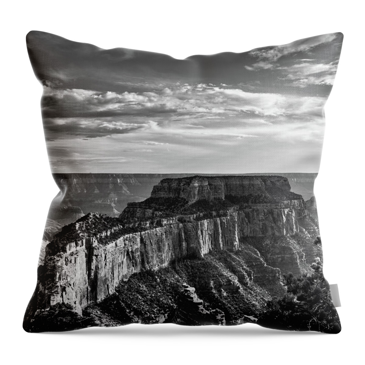 Nature Throw Pillow featuring the photograph Black and white Grand Canyon by Greg Wyatt