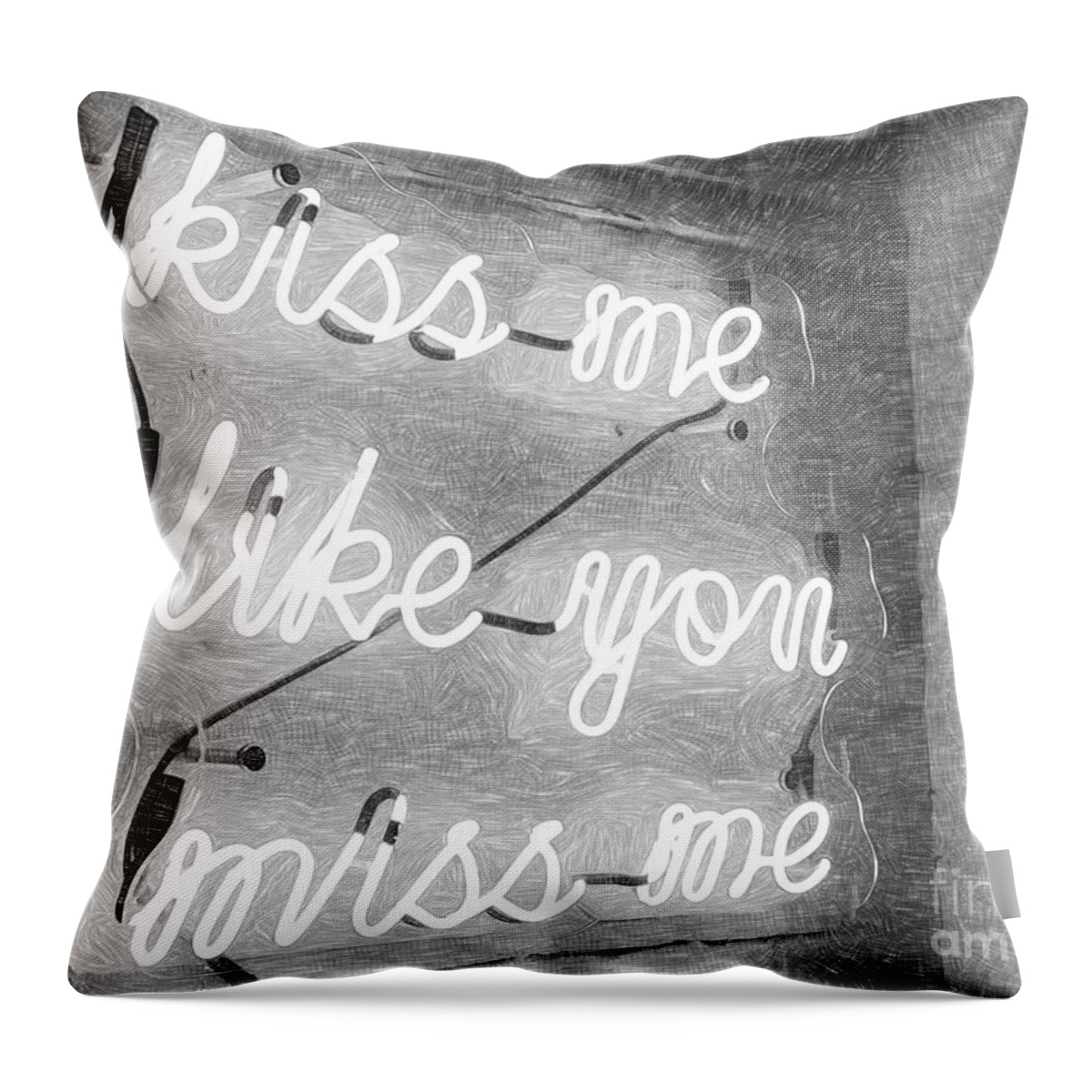 Black And White Throw Pillow featuring the photograph Black and White Kiss Me by Carol Riddle