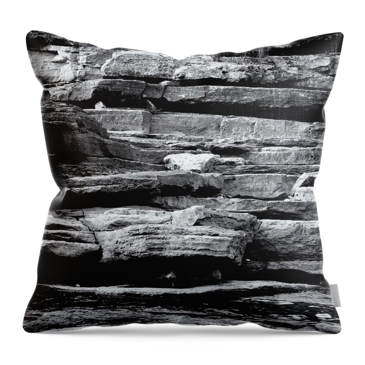 Black And White Throw Pillow featuring the photograph Black and White Rocks by Phil Perkins