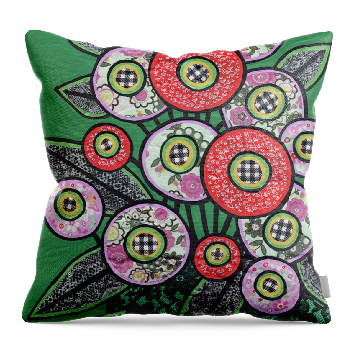 Flowers In A Vase Throw Pillow featuring the painting Black Lace Bouquet by Amy E Fraser